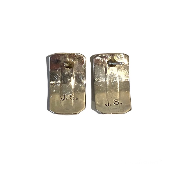 Zuni Sterling Silver Turquoise Inlay Post Earrings - Picture 3 of 3